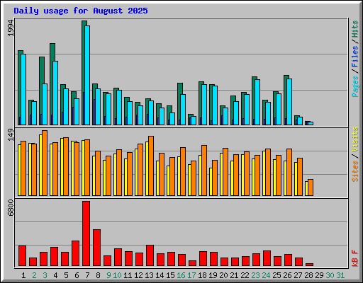 Daily usage for August 2025