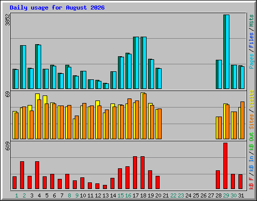 Daily usage for August 2026
